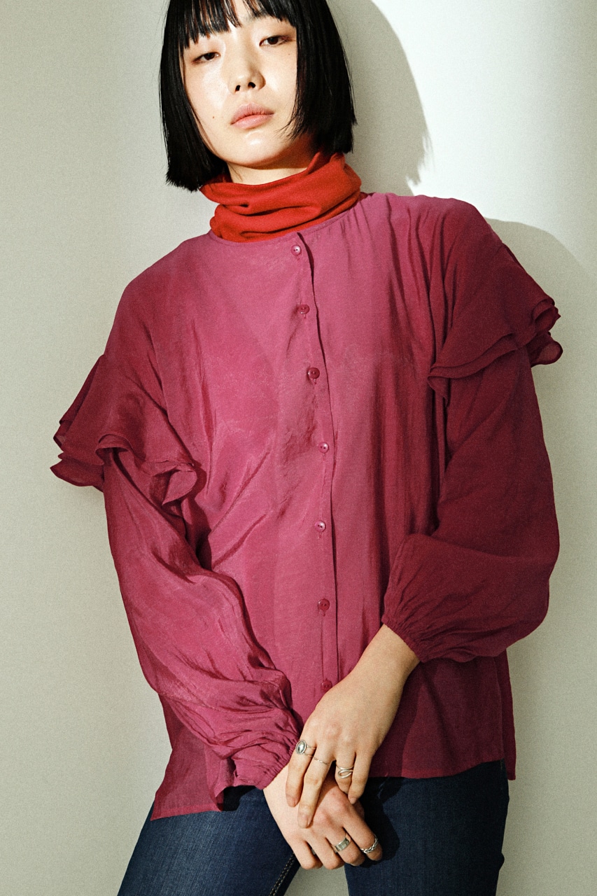 エレガントラッフル 袖 ブラウス 人気のファッショントレンド