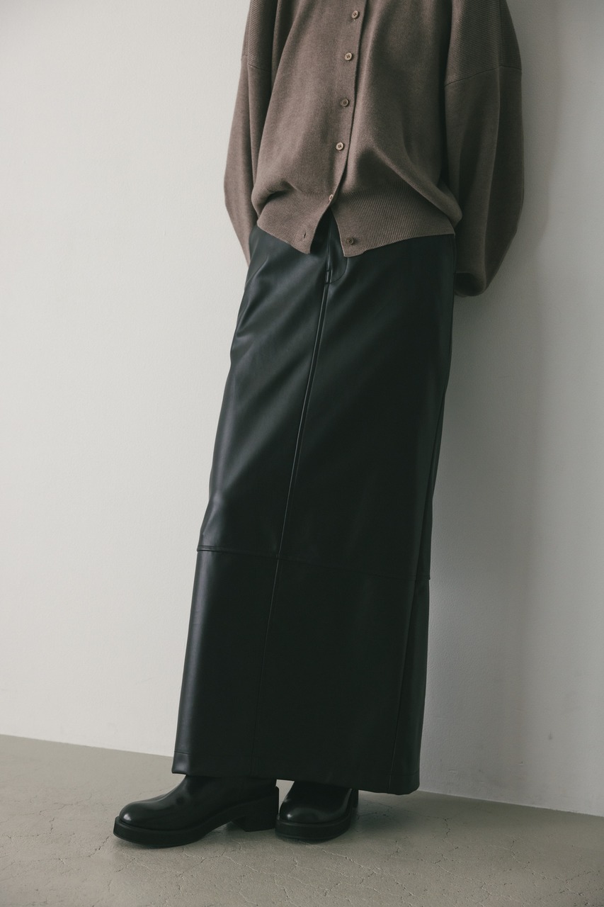 柄デザイン無地ホメオスタイル レザースカート 40 - ひざ丈スカート
