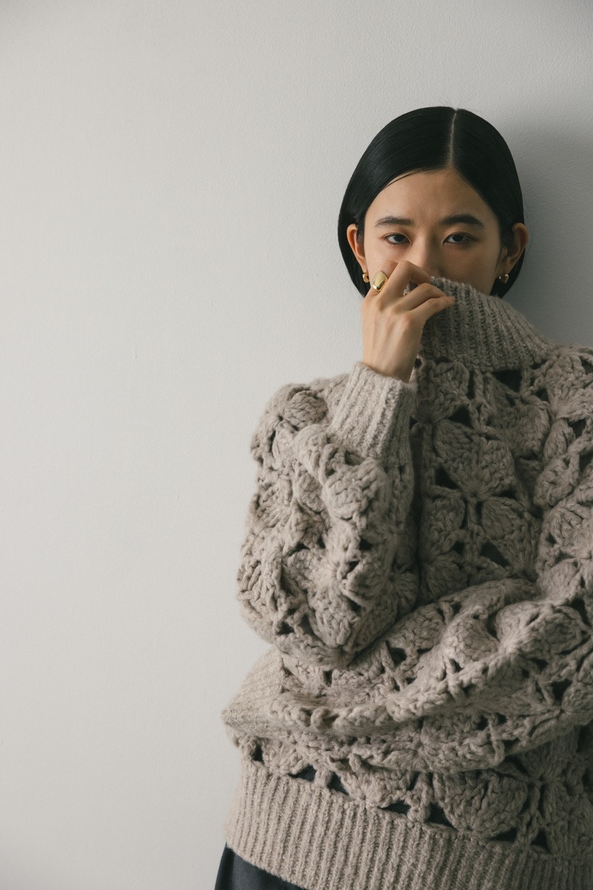 セーター【KOCHE】マルチパターンMIXパッチワーク セーター かぎ編み クロシェ