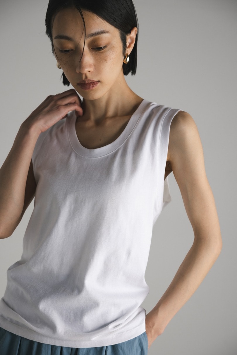 Organic cotton カーブスリーブタンク 詳細画像 WHT 4