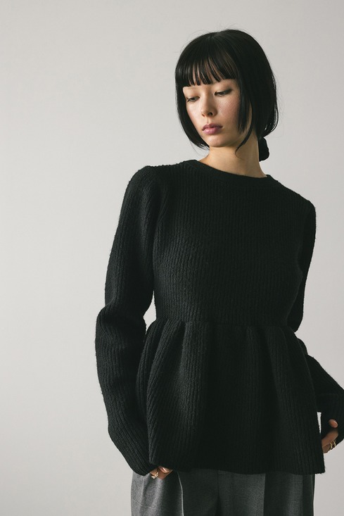 styling スタイリング フェザーヘムニットジャケット ブラック FREE レディース