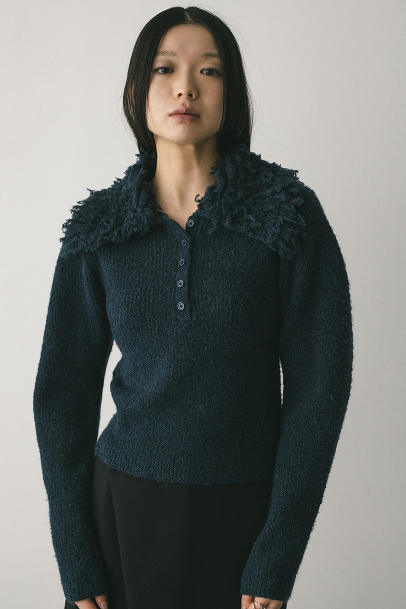 ループカラーニットトップ 詳細画像 NVY 2