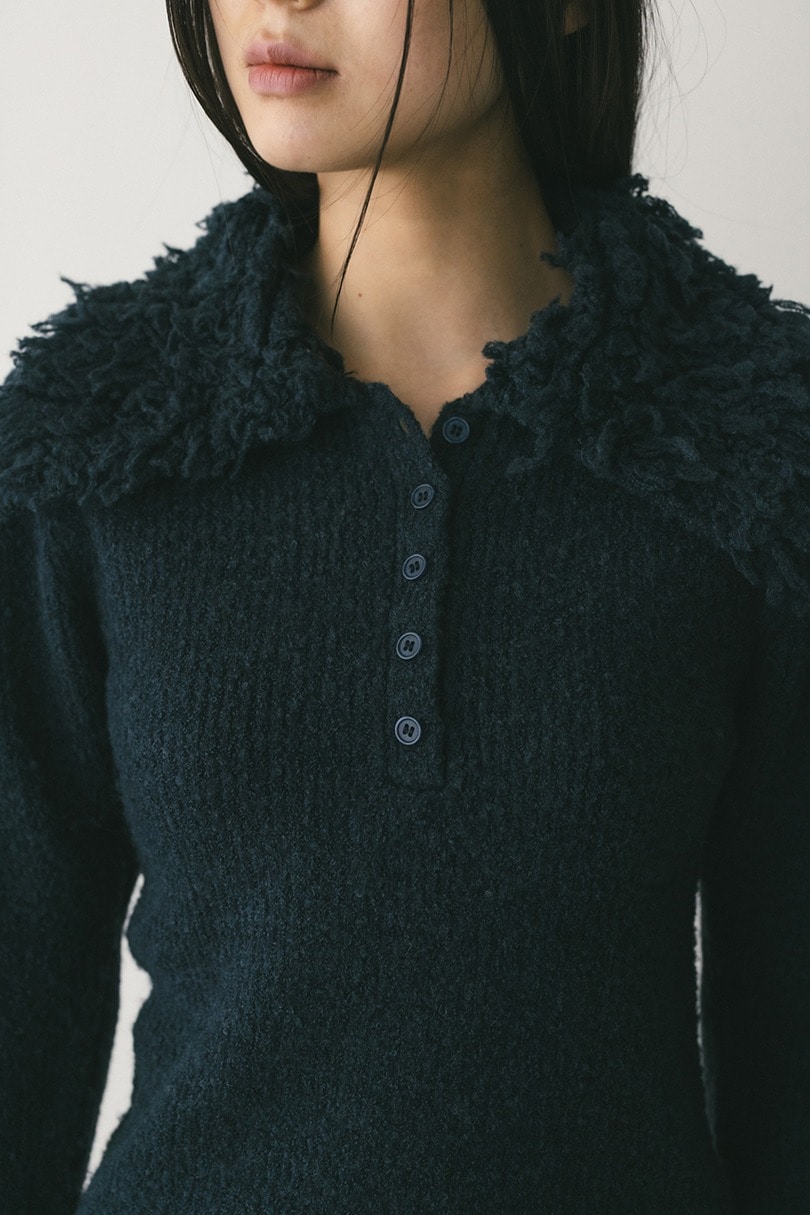 ループカラーニットトップ 詳細画像 NVY 3