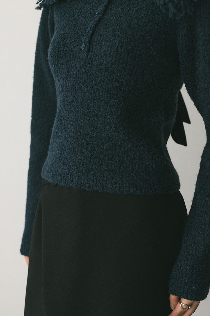 ループカラーニットトップ 詳細画像 NVY 4