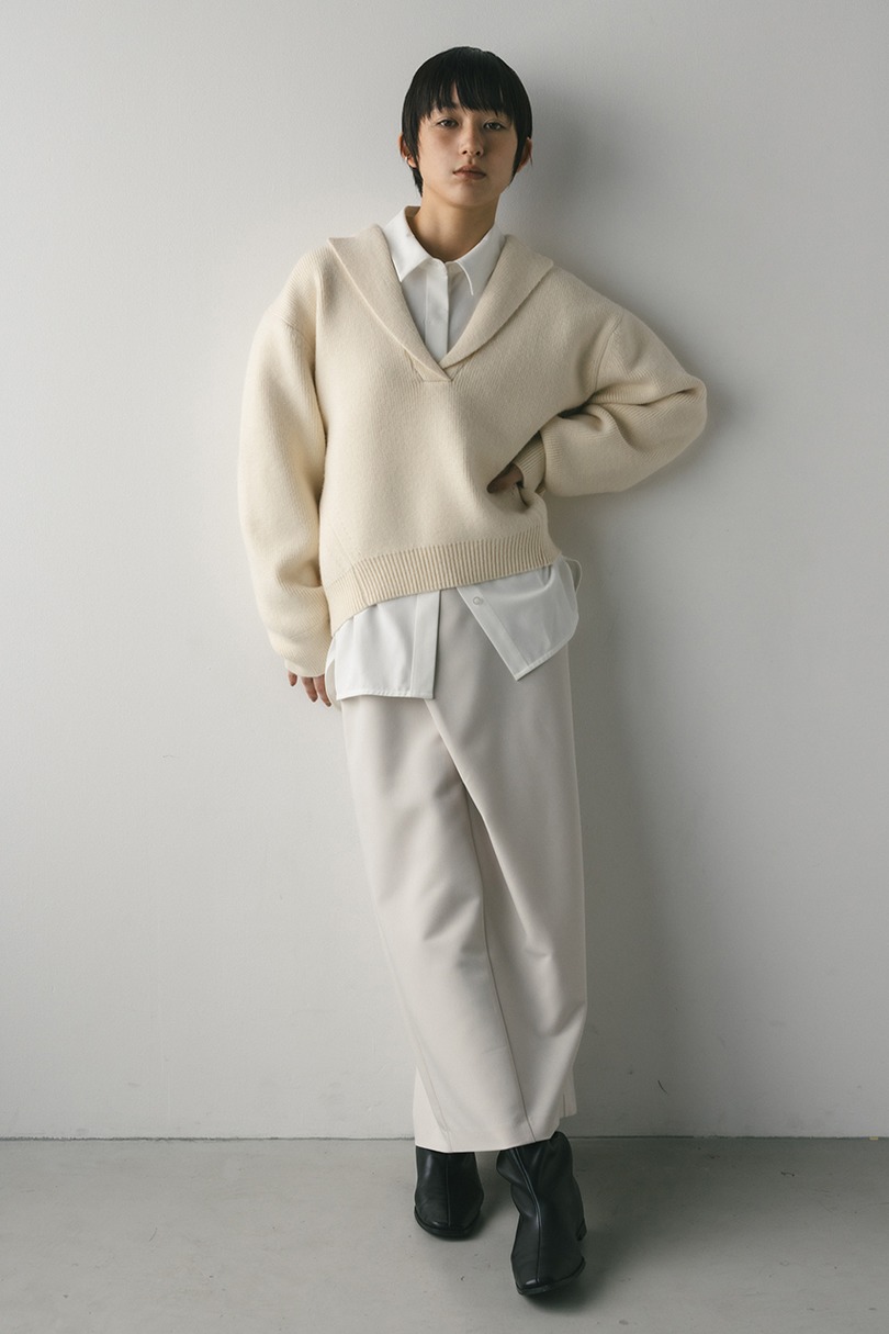 テーラーカラーニットトップ 詳細画像 WHT 2