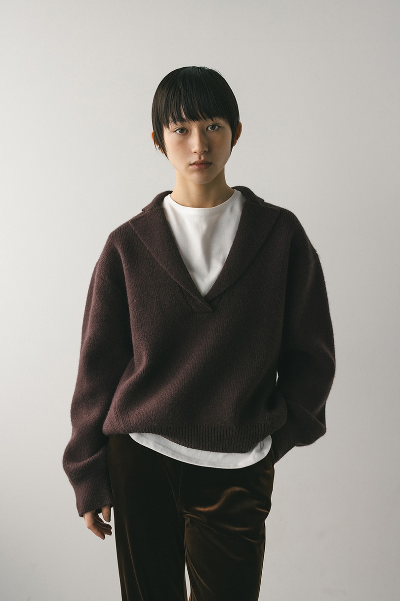 テーラーカラーニットトップ 詳細画像 BRN 2