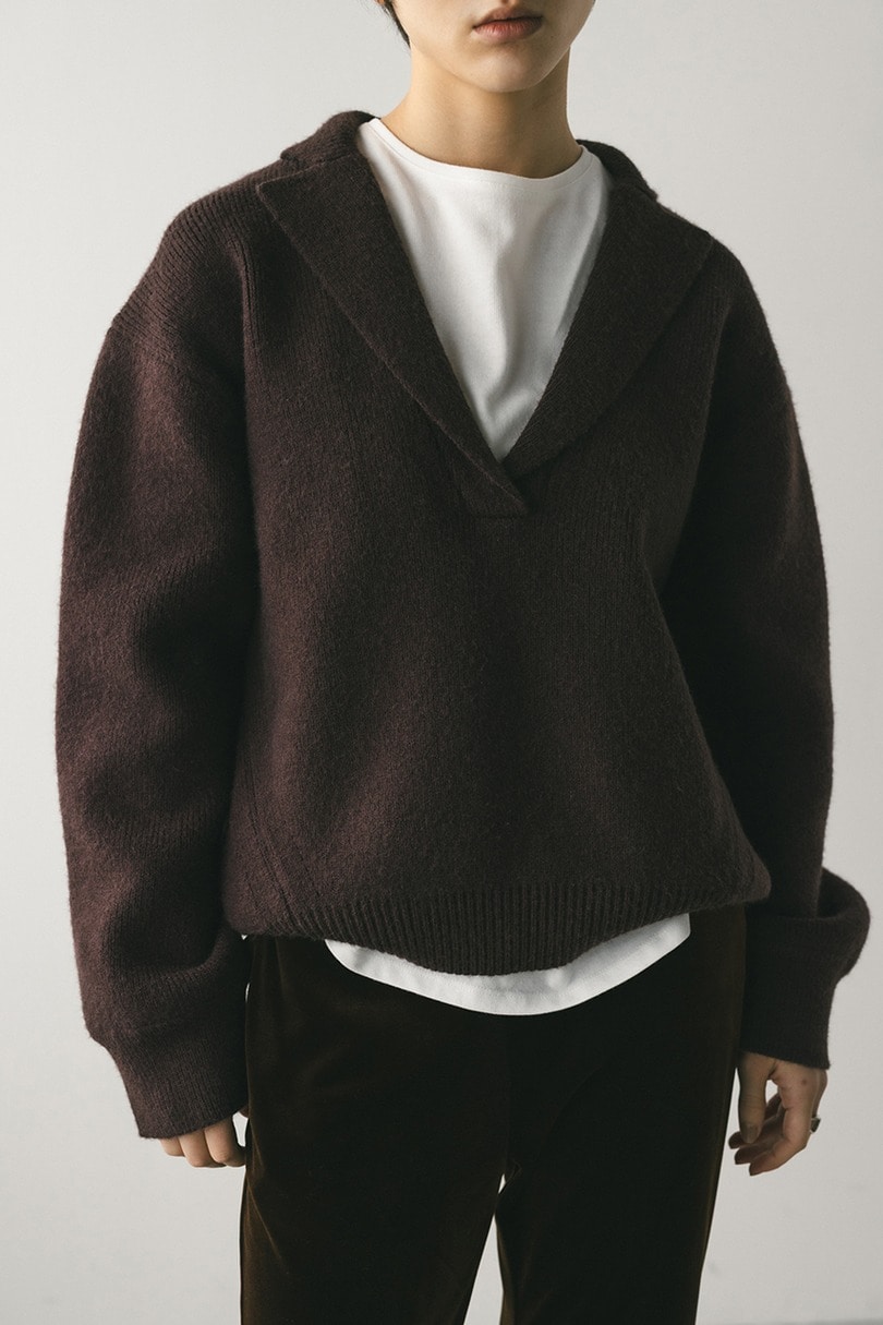 テーラーカラーニットトップ 詳細画像 BRN 4