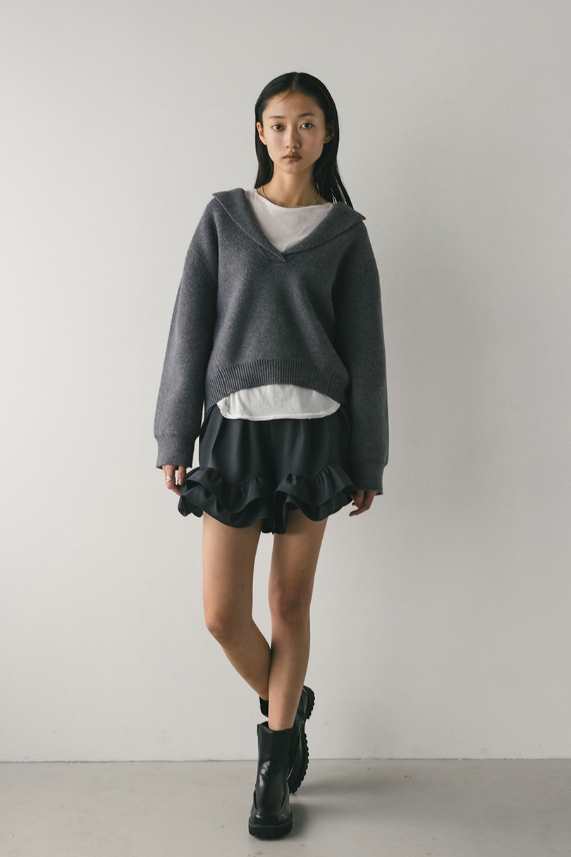 テーラーカラーニットトップ 詳細画像 GRY 2