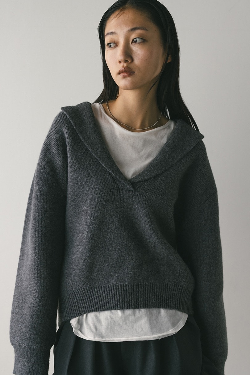 テーラーカラーニットトップ 詳細画像 GRY 3