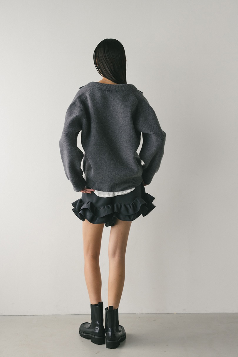 テーラーカラーニットトップ 詳細画像 GRY 6