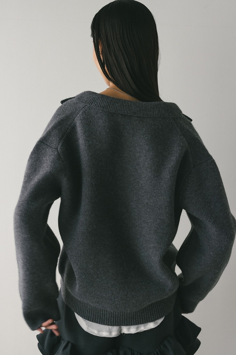 テーラーカラーニットトップ 詳細画像 GRY 7