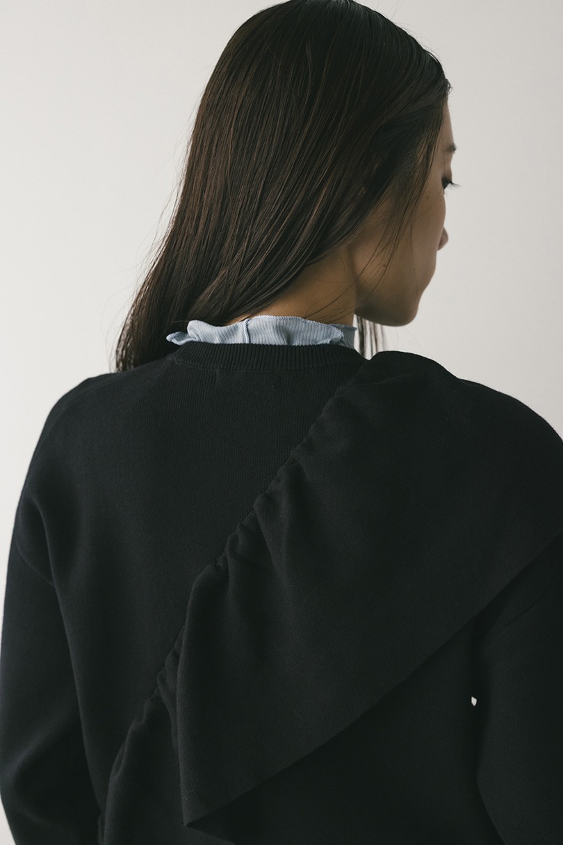 アシンメトリーフリルニット 詳細画像 BLK 8