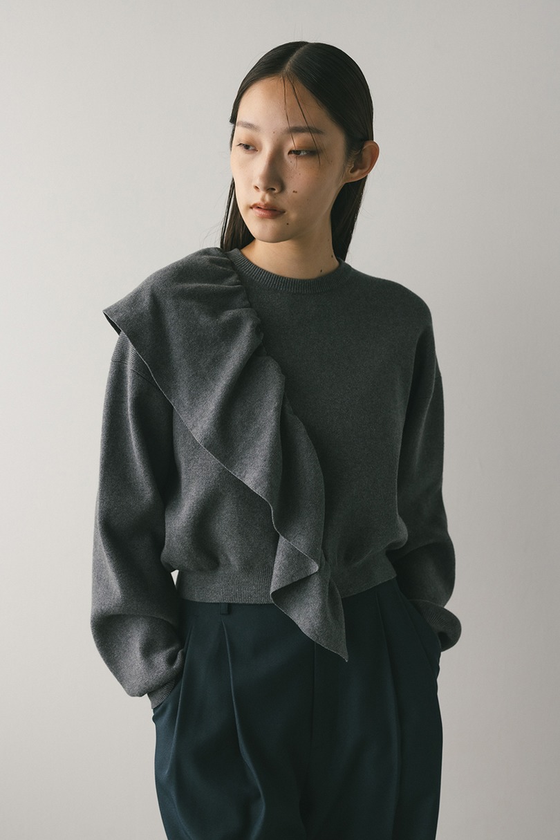 アシンメトリーフリルニット 詳細画像 GRY 3