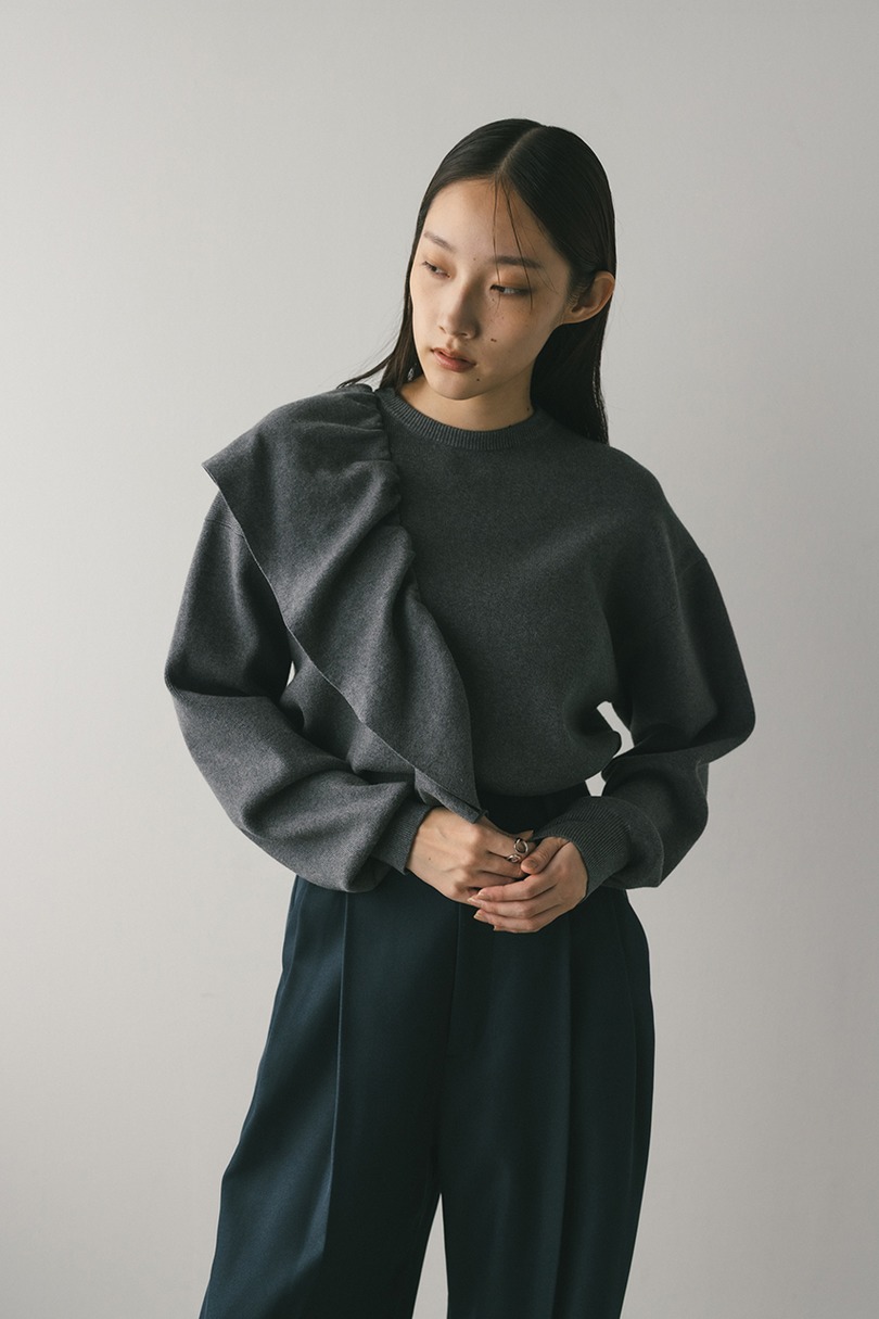 アシンメトリーフリルニット 詳細画像 GRY 4