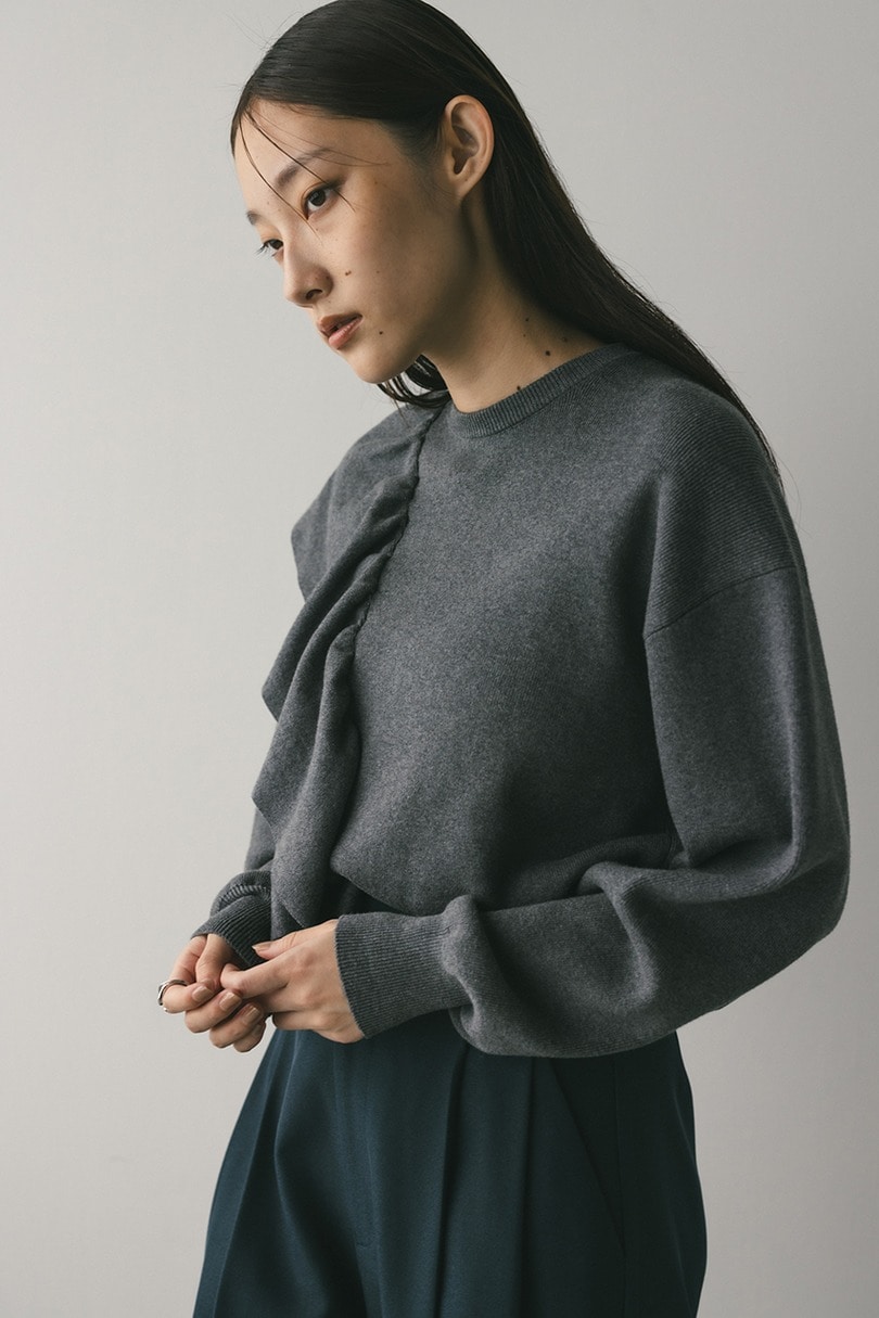 アシンメトリーフリルニット 詳細画像 GRY 5