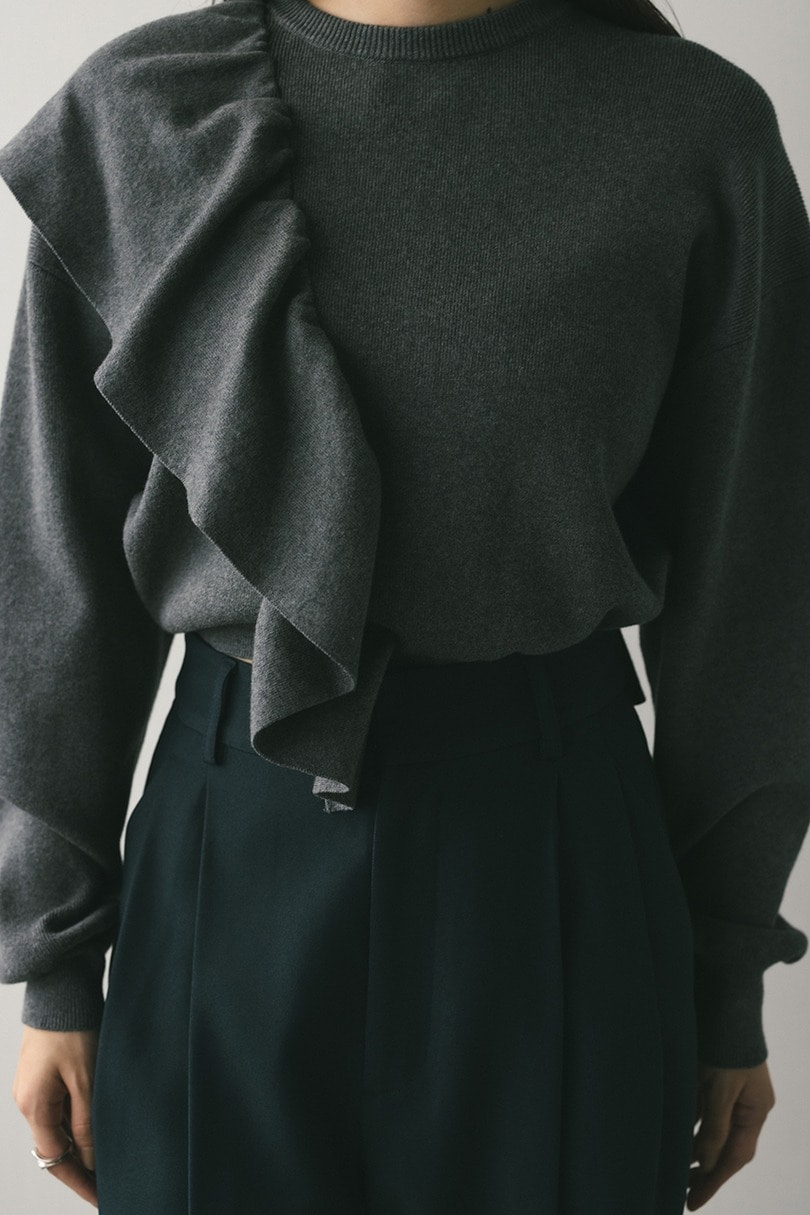 アシンメトリーフリルニット 詳細画像 GRY 7