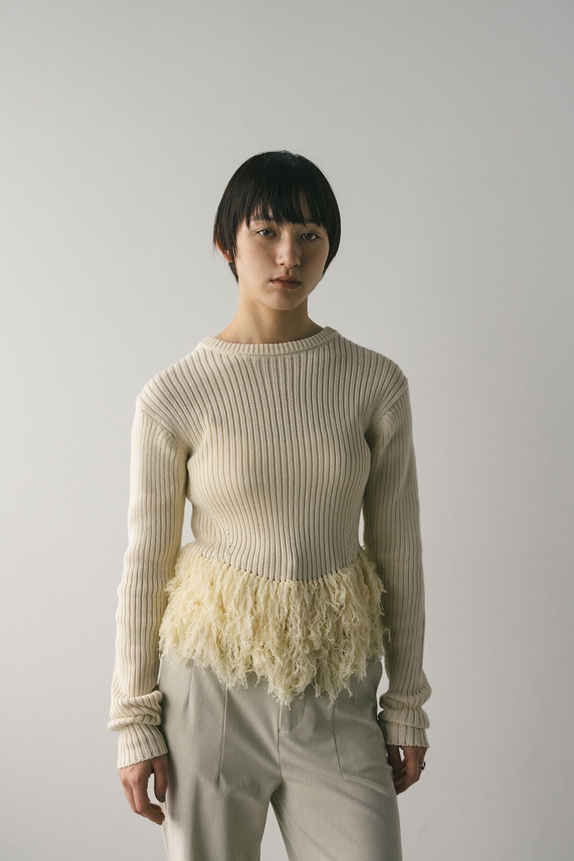 チュールフリンジペプラムニット