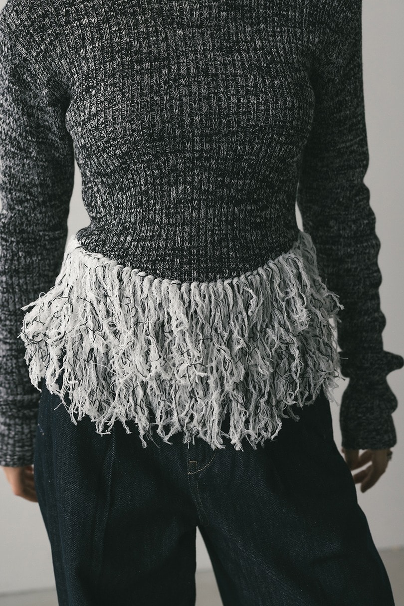 チュールフリンジペプラムニット 詳細画像 柄BLK 5