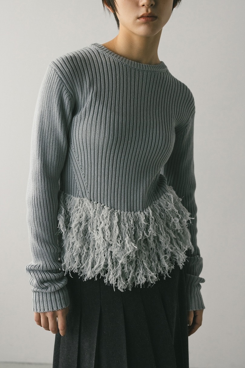 チュールフリンジペプラムニット 詳細画像 GRY 4