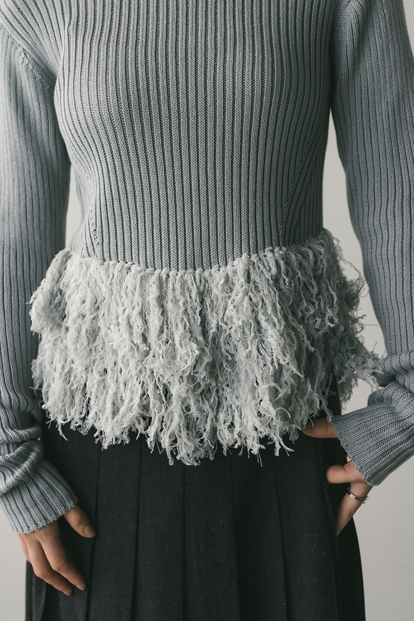 チュールフリンジペプラムニット 詳細画像 GRY 6