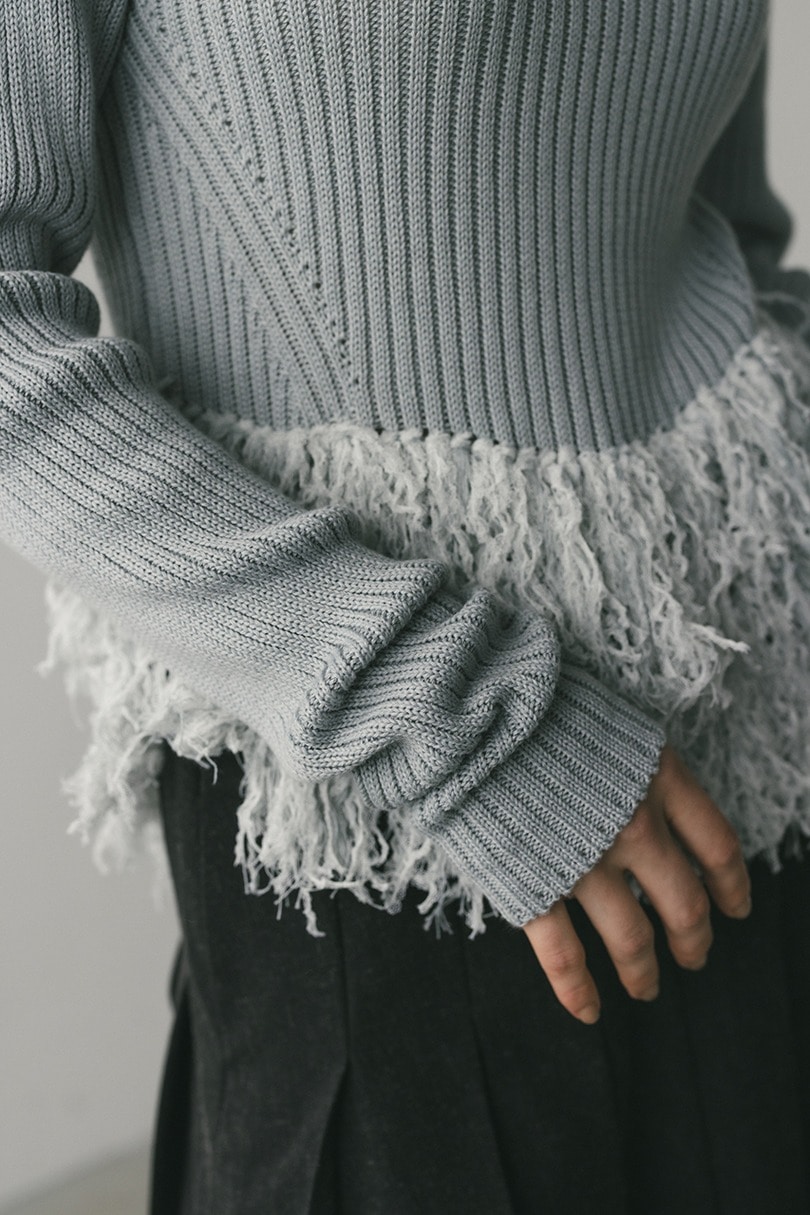 チュールフリンジペプラムニット 詳細画像 GRY 7