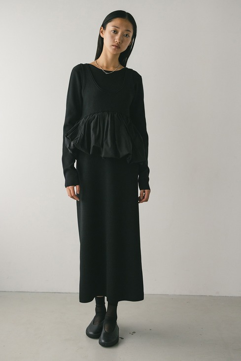 2ピースバルーンペプラムニットワンピース