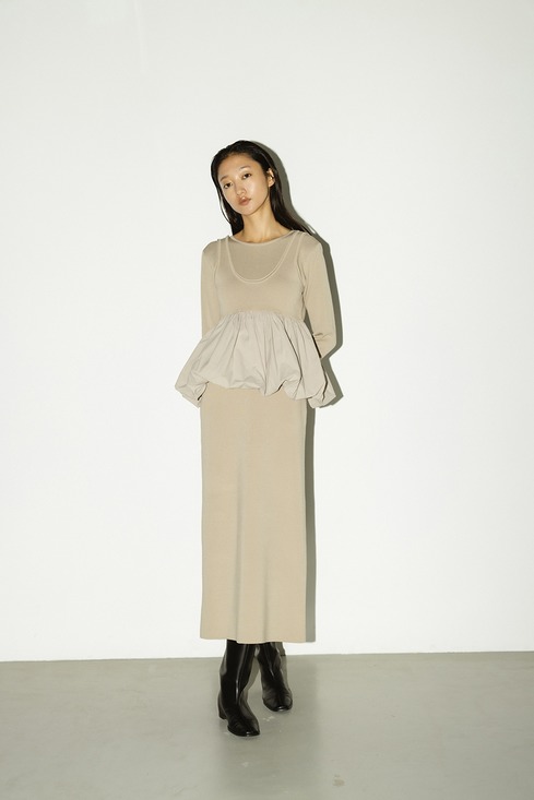 2ピースバルーンペプラムニットワンピース