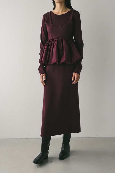 2ピースバルーンペプラムニットワンピース