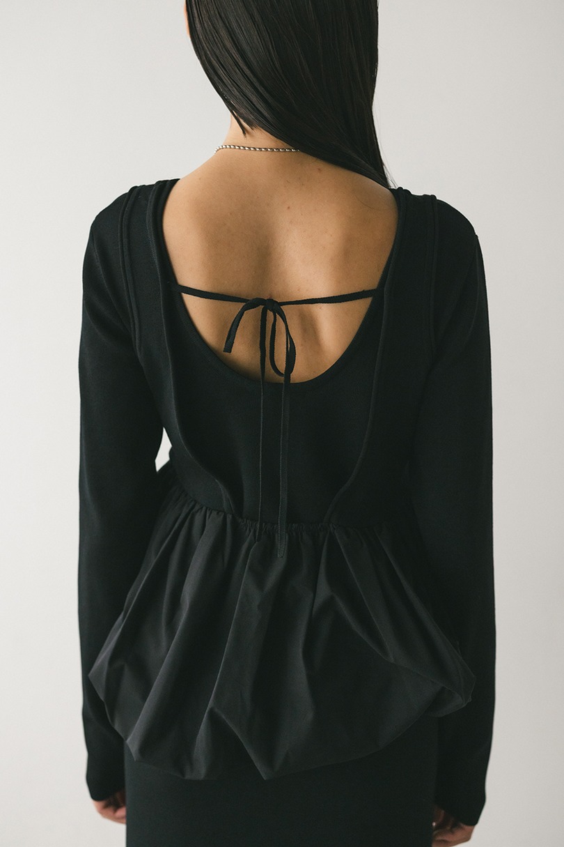 2ピースバルーンペプラムニットワンピース 詳細画像 BLK 15