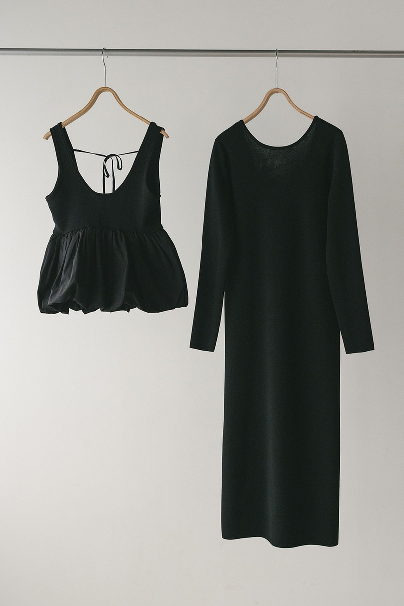 2ピースバルーンペプラムニットワンピース 詳細画像 BLK 18