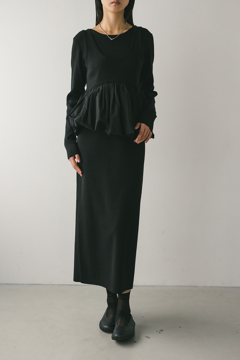 2ピースバルーンペプラムニットワンピース 詳細画像 BLK 8