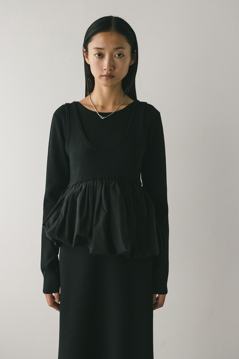 2ピースバルーンペプラムニットワンピース 詳細画像 BLK 9