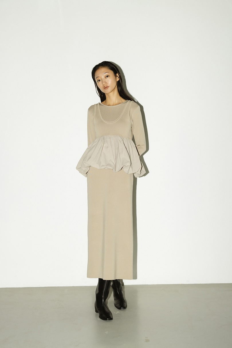 2ピースバルーンペプラムニットワンピース