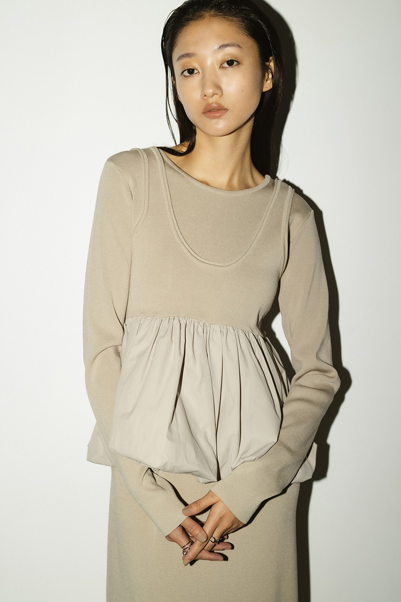 2ピースバルーンペプラムニットワンピース 詳細画像 BEG 2