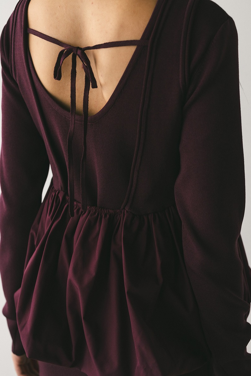 2ピースバルーンペプラムニットワンピース 詳細画像 BRD 13