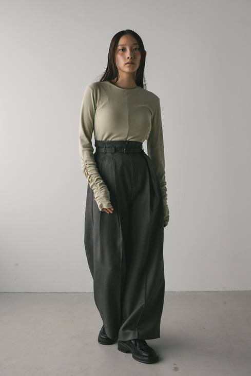 トップス IWASA ギャザーソフトリブカットトップ｜STYLEMIXER（スタイルミキサー