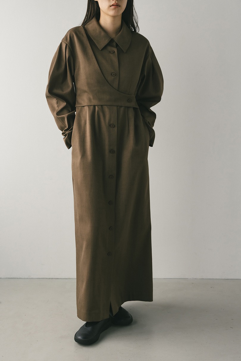 アシンメトリーシャツワンピース 詳細画像 BRN 2