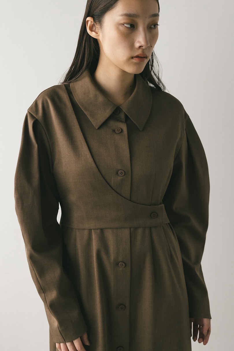 アシンメトリーシャツワンピース 詳細画像 BRN 4