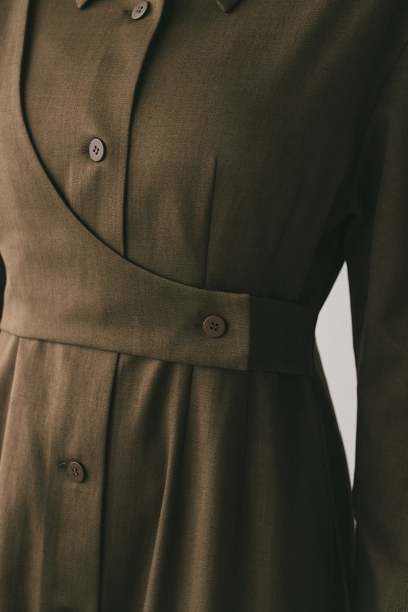 アシンメトリーシャツワンピース 詳細画像 BRN 6