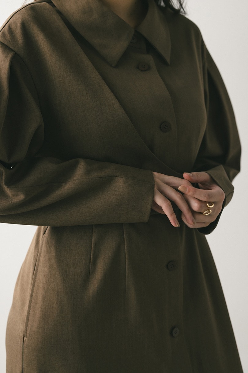 アシンメトリーシャツワンピース 詳細画像 BRN 8