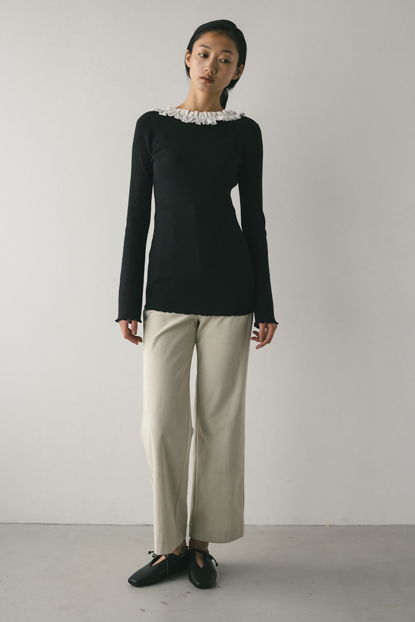 バックオープンフリルニットトップ 詳細画像 BLK 3