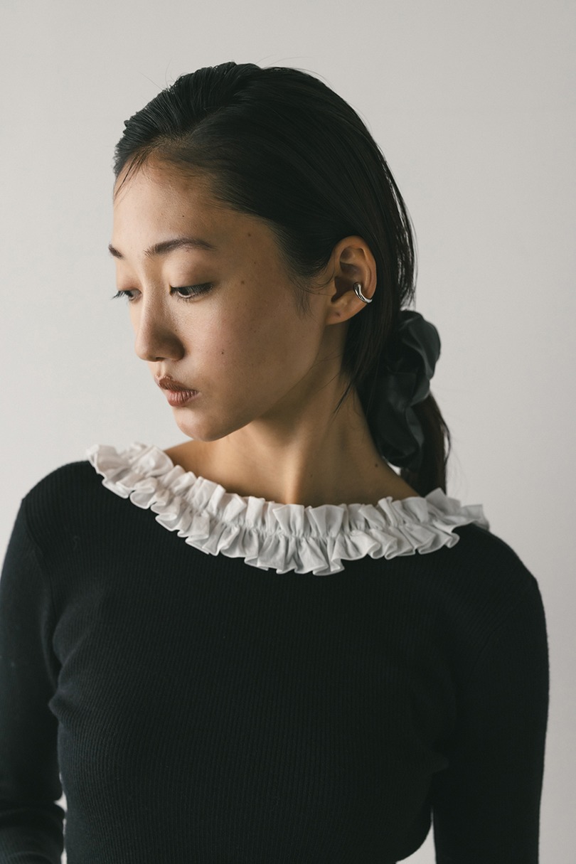 バックオープンフリルニットトップ 詳細画像 BLK 6