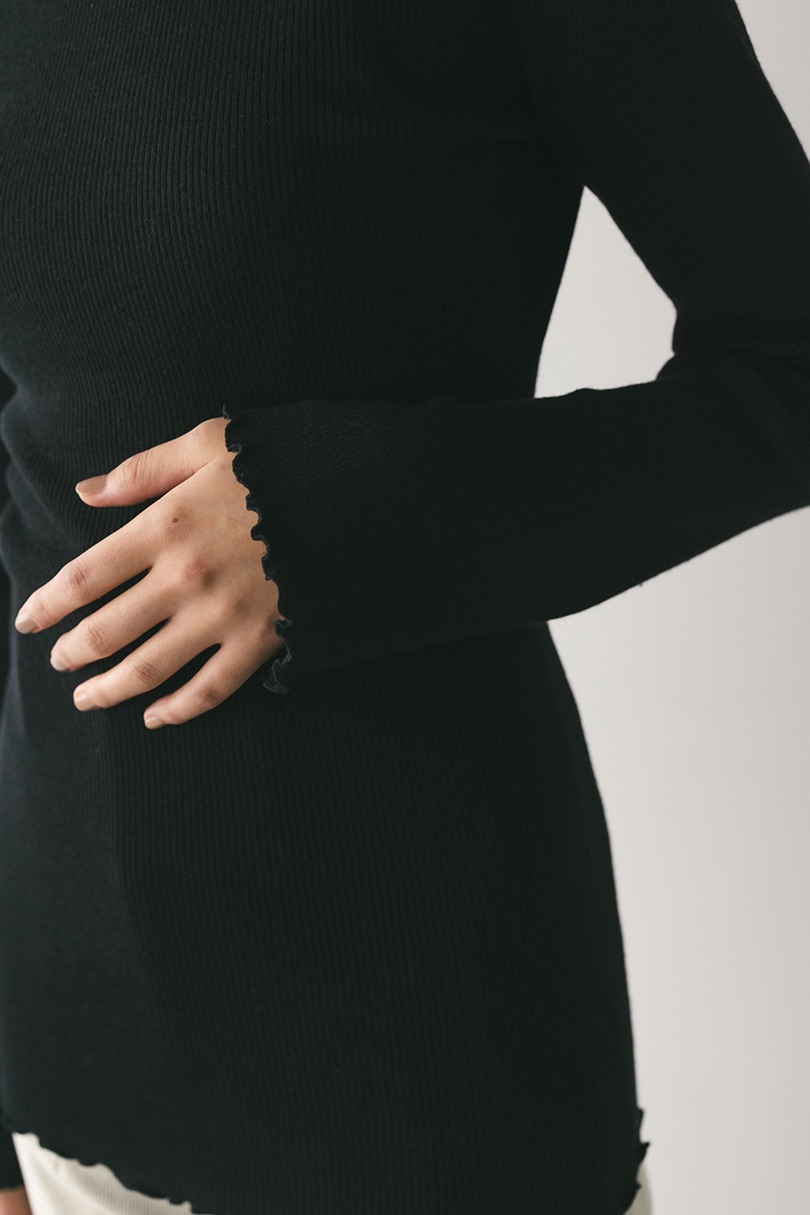 バックオープンフリルニットトップ 詳細画像 BLK 9