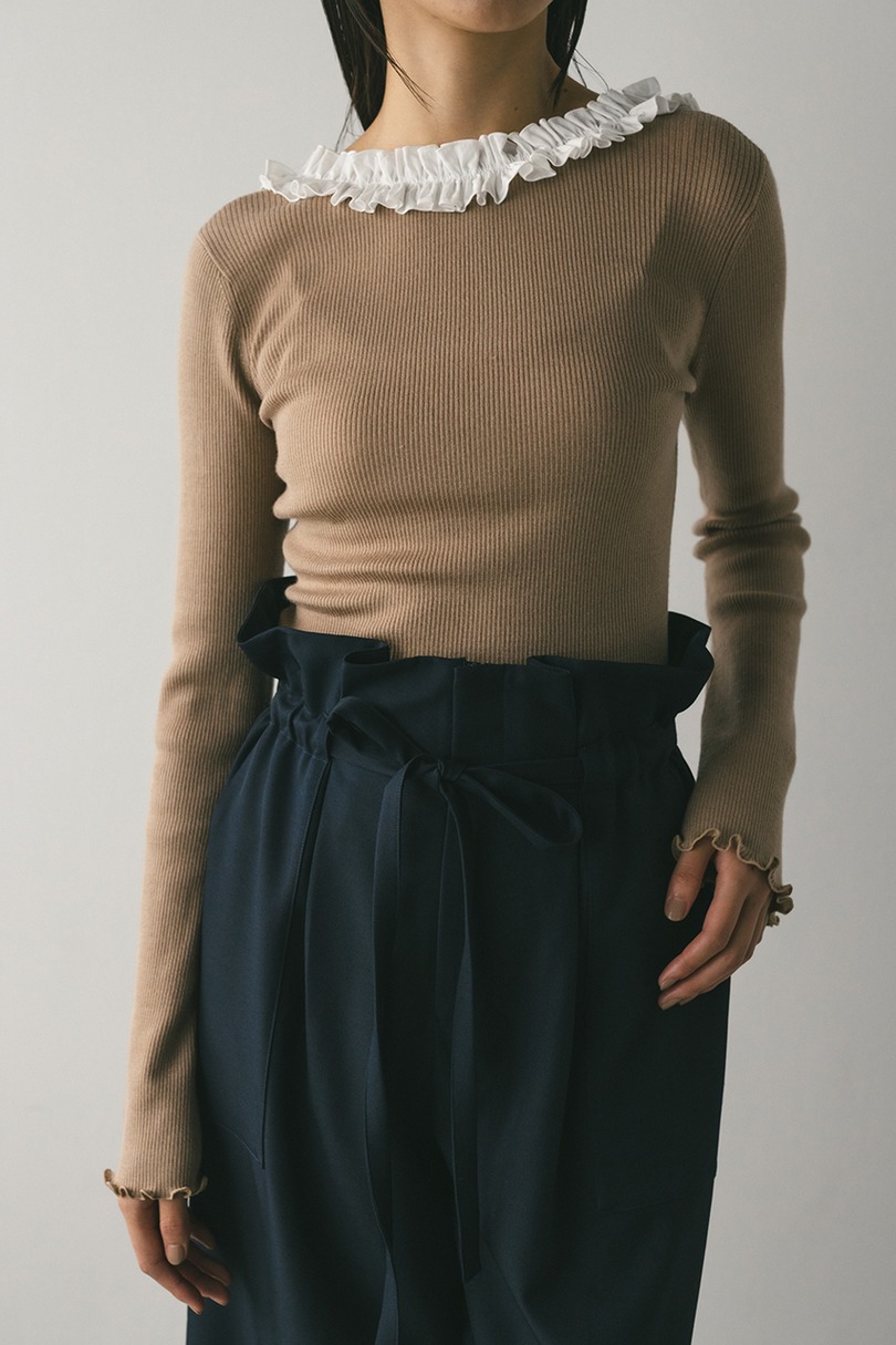 バックオープンフリルニットトップ 詳細画像 BEG 6