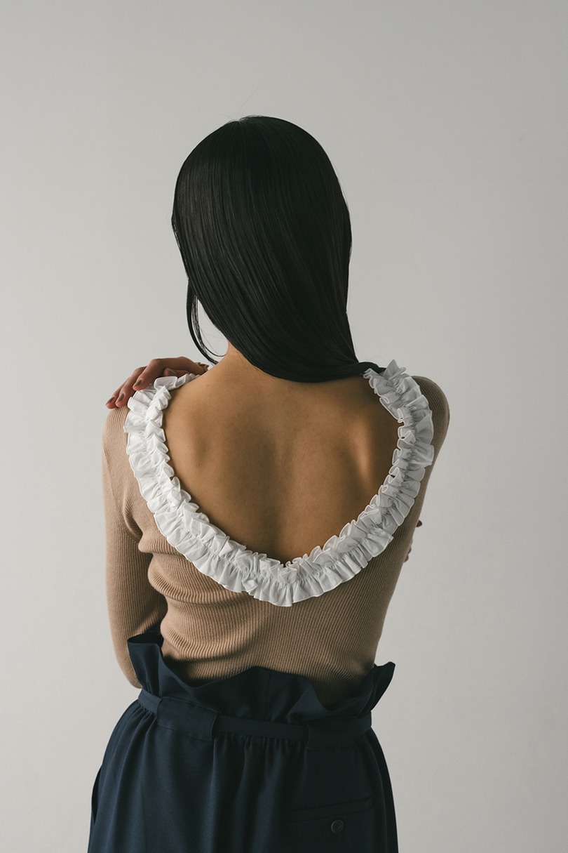 バックオープンフリルニットトップ 詳細画像 BEG 8