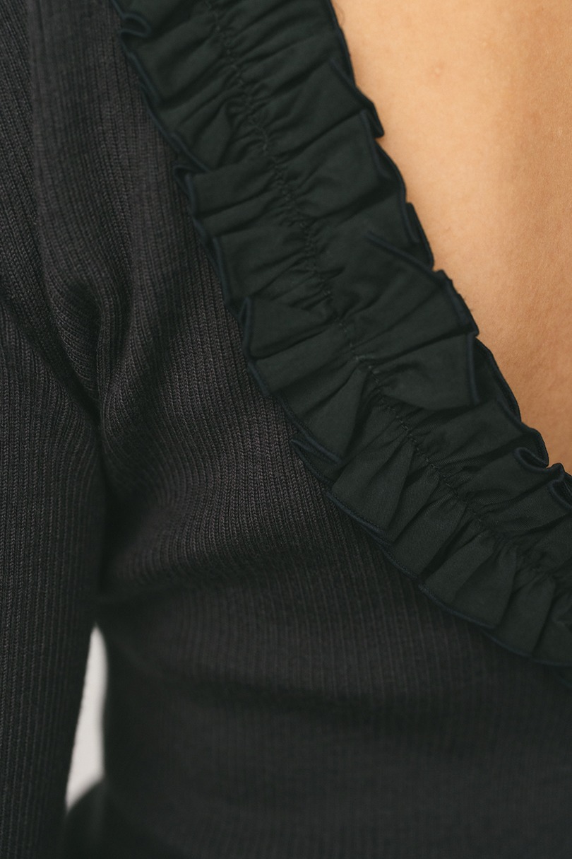 バックオープンフリルニットトップ 詳細画像 GRY 10