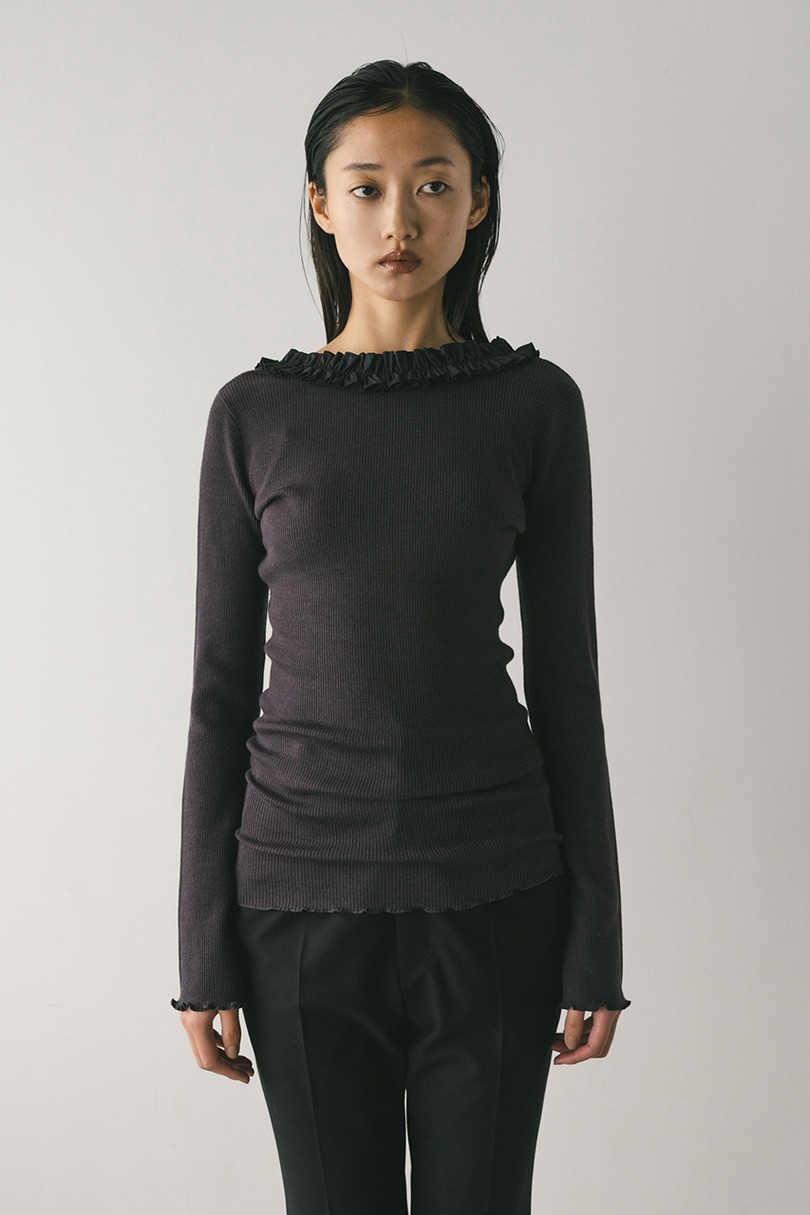 バックオープンフリルニットトップ 詳細画像 GRY 3