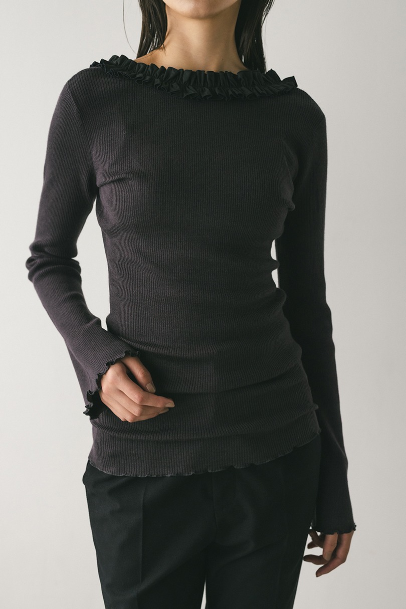 バックオープンフリルニットトップ 詳細画像 GRY 4