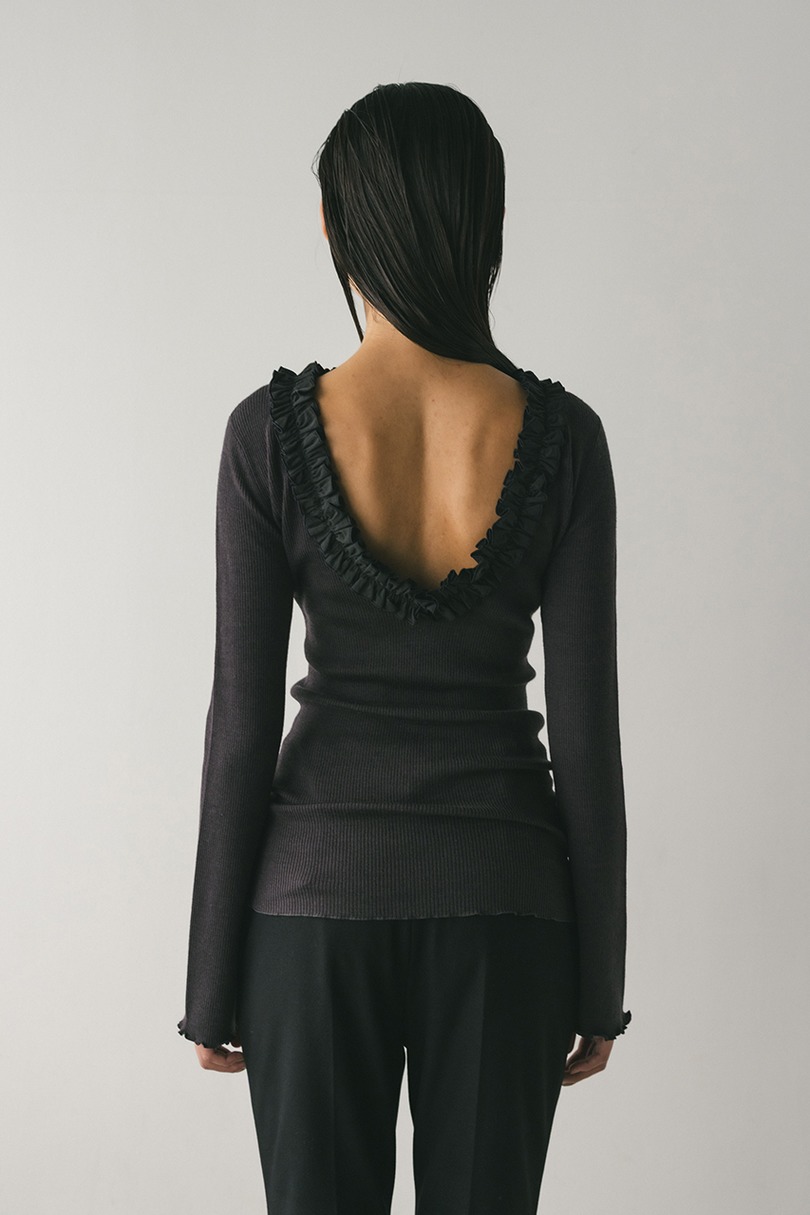 バックオープンフリルニットトップ 詳細画像 GRY 8