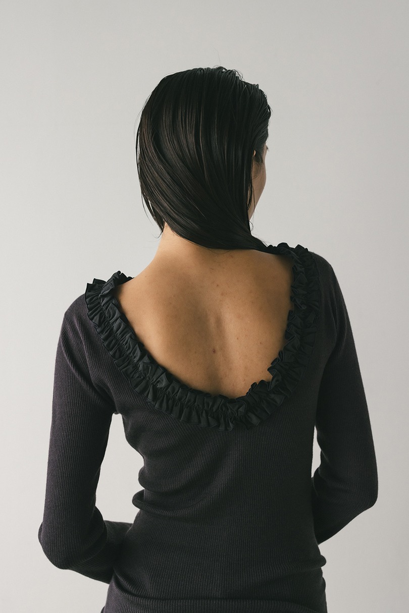 バックオープンフリルニットトップ 詳細画像 GRY 9